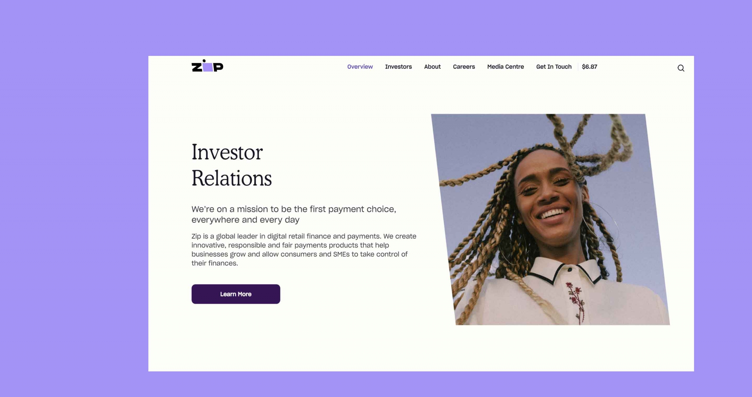 Zip Investor website design